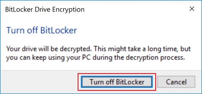 Data Recovery turn off Bitlocker